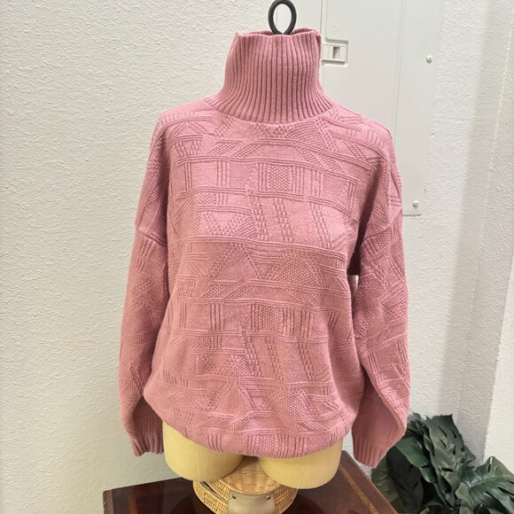 Kenneth Too! Dusty Rose Knitted Turtleneck Sweater – Size Large, 100% Acrylic - Picture 16 of 16